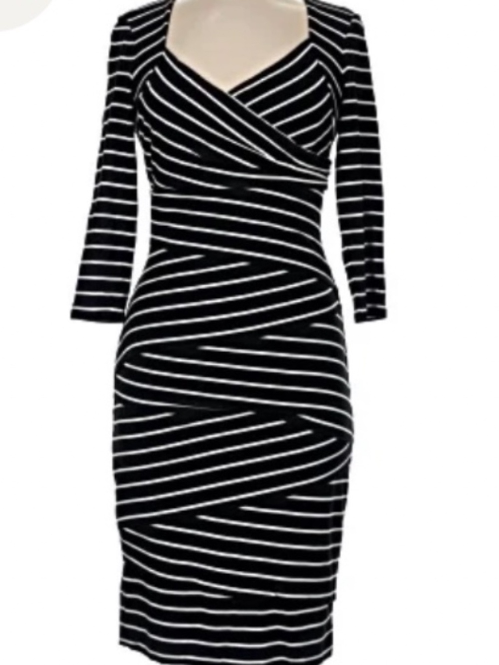 Black & White asymmetrically striped "Instantly Slimming dress